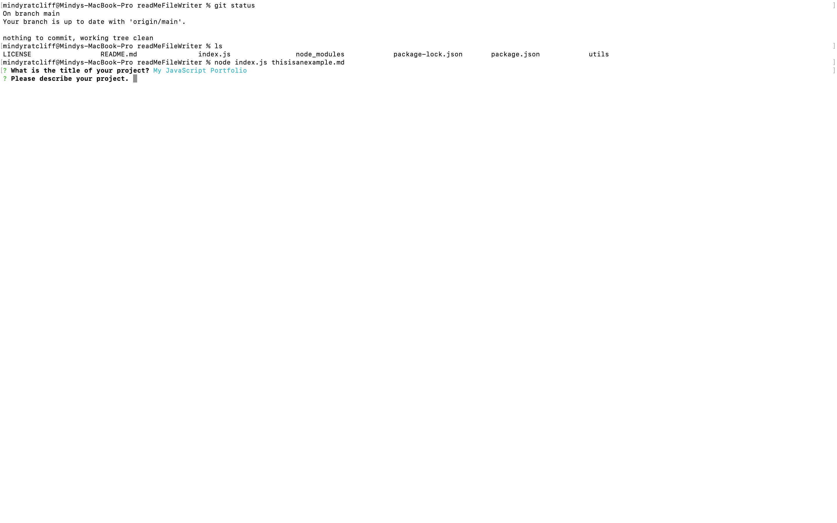 Screenshot of Node Command Line File Writer